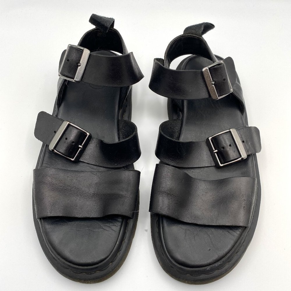 Dr. Marten's Gryphon Brando Sandals - Leather Buckle Flatform - Black Women US 9